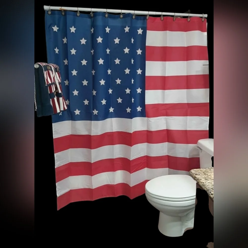 USA Flag Shower Curtain New